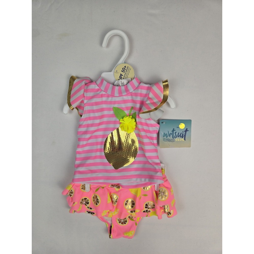 Wetsuit Club kids bathing suit girls NWT size 6M Rashti Baby lemon 2 piece upf50